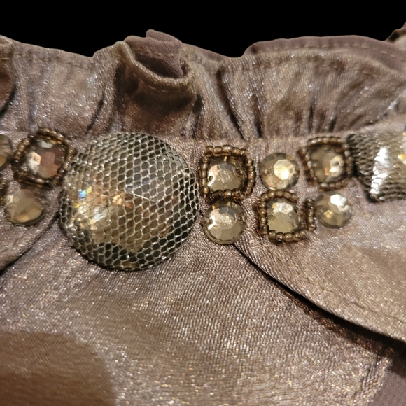 NWOT SLfashions 12 Party Dress Stoned Collar Waves of Organza - Picture 6 of 15